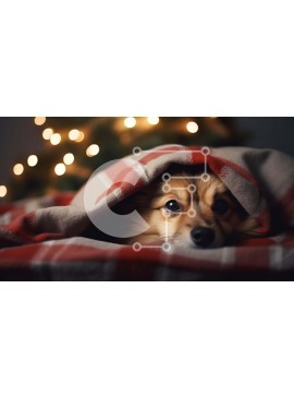 Intra Συλλεκτικό Ξύλινο Παζλ Plywood  4mm - Αξιολάτρευτο σκυλί κάτω από κουβέρτα Σε Ξύλινο Κουτί - Διαστάσεις: 10x10 cm – 25 κομμάτια