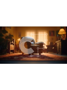 Intra Συλλεκτικό Ξύλινο Παζλ Plywood  4mm - Άνετο σαλόνι με καφέ δερμάτινη καρέκλα και κόκκινο χαλί Σε Ξύλινο Κουτί - Διαστάσεις Puzzle: 10x10 cm – 25 κομμάτια