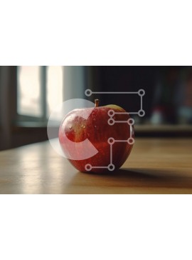 Σετ των 2 Intra Συλλεκτικό Ξύλινο Παζλ Plywood  4mm - Όμορφη εικόνα της Apple σε ξύλινο τραπέζι με θέα στον ορίζοντα της πόλης Σε Ξύλινο Κουτί - Διαστάσεις: 10x10 cm – 25 κομμάτια