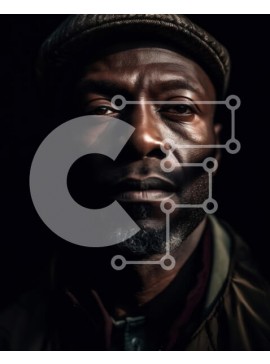 Intra Συλλεκτικό Ξύλινο Παζλ Plywood  4mm - Σοβαρός μαύρος με καπέλο και σακάκι που κοιτάζει κατευθείαν την κάμερα Σε Ξύλινο Κουτί - Διαστάσεις Puzzle: 10x10 cm – 25 κομμάτια