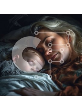 Intra Συλλεκτικό Ξύλινο Παζλ Plywood  4mm - Μητέρα και παιδί κοιμούνται μαζί στο κρεβάτι Σε Ξύλινο Κουτί - Διαστάσεις Puzzle: 10x10 cm – 25 κομμάτια