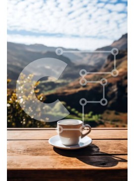 Σετ των 2 Intra Συλλεκτικό Ξύλινο Παζλ Plywood  4mm - Φλιτζάνι καφέ με θέα στο βουνό Σε Ξύλινο Κουτί - Διαστάσεις: 10x10 cm – 25 κομμάτια