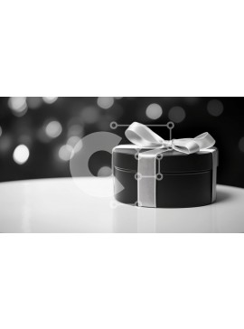 Intra Συλλεκτικό Ξύλινο Παζλ Plywood  4mm - Μαύρο και ασημί κουτί δώρου με πολύχρωμα φώτα Bokeh Σε Ξύλινο Κουτί - Διαστάσεις Puzzle: 10x10 cm – 25 κομμάτια