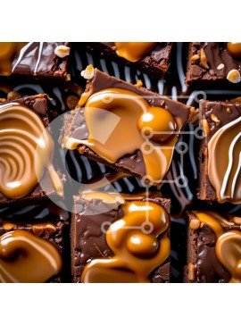 Σετ των 2 Intra Συλλεκτικό Ξύλινο Παζλ Plywood  4mm - Κοντινό πλάνο του Decadent Brownies σοκολάτας με σάλτσα καραμέλας και ξηρούς καρπούς Σε Ξύλινο Κουτί - Διαστάσεις: 10x10 cm – 25 κομμάτια