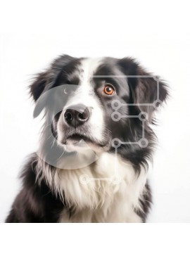 Intra Συλλεκτικό Ξύλινο Παζλ Plywood  4mm - Εκπληκτική εικόνα ενός σοβαρού ασπρόμαυρου σκύλου με αφράτο τρίχωμα Σε Ξύλινο Κουτί - Διαστάσεις: 10x10 cm – 25 κομμάτια