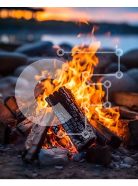 Intra Συλλεκτικό Ξύλινο Παζλ Plywood  4mm - Φωτιά στην παραλία στο ηλιοβασίλεμα Σε Ξύλινο Κουτί - Διαστάσεις: 10x10 cm – 25 κομμάτια