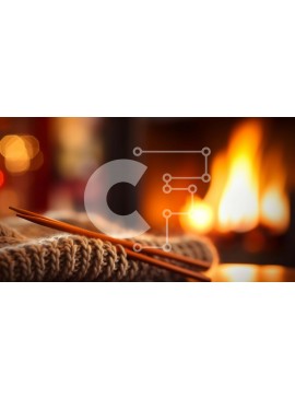 Intra Συλλεκτικό Ξύλινο Παζλ Plywood  4mm - Πλεκτό πουλόβερ και πλεκτές βελόνες πλεξίματος στο τζάκι Σε Ξύλινο Κουτί - Διαστάσεις Puzzle: 10x10 cm – 25 κομμάτια