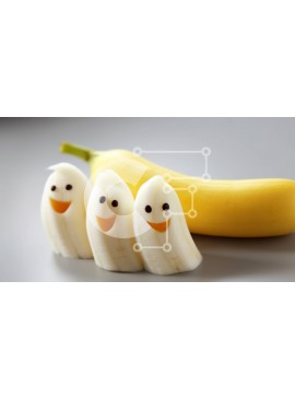 Σετ των 2 Intra Συλλεκτικό Ξύλινο Παζλ Plywood  4mm - Κοντινό πλάνο προσώπων μπανάνας Σε Ξύλινο Κουτί - Διαστάσεις: 10x10 cm – 25 κομμάτια