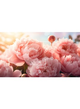 Intra Συλλεκτικό Ξύλινο Παζλ Plywood  4mm - Ροζ μπουκέτο παιώνιας που ανθίζει την άνοιξη Σε Ξύλινο Κουτί - Διαστάσεις: 10x10 cm – 25 κομμάτια