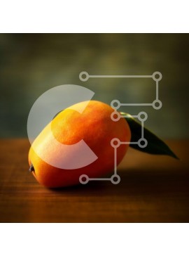 Σετ των 2 Intra Συλλεκτικό Ξύλινο Παζλ Plywood  4mm - Φρέσκο ​​ώριμο μάνγκο σε ένα ξύλινο τραπέζι Σε Ξύλινο Κουτί - Διαστάσεις: 10x10 cm – 25 κομμάτια