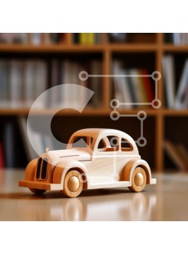 Intra Συλλεκτικό Ξύλινο Παζλ Plywood  4mm - Vintage ξύλινο αυτοκίνητο παιχνιδιών σε τραπέζι σε μελέτη ή βιβλιοθήκη Σε Ξύλινο Κουτί - Διαστάσεις Puzzle: 10x10 cm – 25 κομμάτια