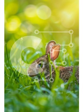 Σετ των 2 Intra Συλλεκτικό Ξύλινο Παζλ Plywood  4mm - Κρύβοντας το λαγουδάκι στο γρασίδι Σε Ξύλινο Κουτί - Διαστάσεις: 10x10 cm – 25 κομμάτια