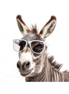 Intra Συλλεκτικό Ξύλινο Παζλ Plywood  4mm - Donkey Wearing Glasses - Διασκεδαστική και ιδιόμορφη φωτογραφία ζώου Σε Ξύλινο Κουτί - Διαστάσεις: 10x10 cm – 25 κομμάτια