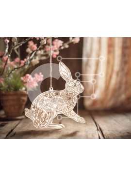 Intra Συλλεκτικό Ξύλινο Παζλ Plywood  4mm - Πασχαλινό λαγουδάκι από χαρτί και ανοιξιάτικη διακόσμηση Σε Ξύλινο Κουτί - Διαστάσεις Puzzle: 10x10 cm – 25 κομμάτια