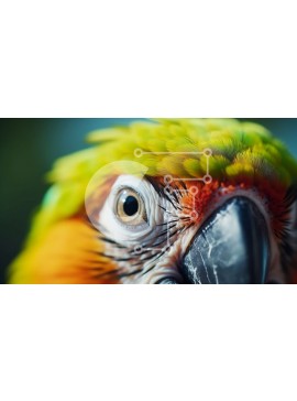 Intra Συλλεκτικό Ξύλινο Παζλ Plywood  4mm - Κοντινή εικόνα ενός πολύχρωμου παπαγάλου Σε Ξύλινο Κουτί - Διαστάσεις: 10x10 cm – 25 κομμάτια