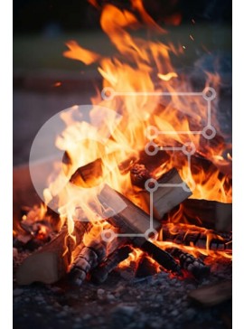 Σετ των 2 Intra Συλλεκτικό Ξύλινο Παζλ Plywood  4mm - Φωτιά με καμένα κορμούς και φλόγες Σε Ξύλινο Κουτί - Διαστάσεις: 10x10 cm – 25 κομμάτια