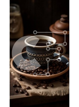 Intra Συλλεκτικό Ξύλινο Παζλ Plywood  4mm - Όμορφη εικόνα καφέ με χυμένους κόκκους σε ξύλινο τραπέζι Σε Ξύλινο Κουτί - Διαστάσεις: 10x10 cm – 25 κομμάτια