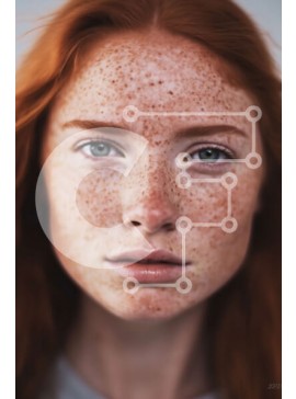 Intra Συλλεκτικό Ξύλινο Παζλ Plywood  4mm - Πορτρέτο μιας όμορφης κοκκινομάλλας γυναίκας με φακίδες Σε Ξύλινο Κουτί - Διαστάσεις Puzzle: 10x10 cm – 25 κομμάτια