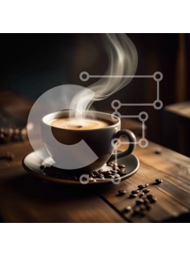 Σετ των 2 Intra Συλλεκτικό Ξύλινο Παζλ Plywood  4mm - Καταπραϋντική εικόνα ενός φλιτζάνι καφέ με ατμό και θέα στον ορίζοντα της πόλης Σε Ξύλινο Κουτί - Διαστάσεις: 10x10 cm – 25 κομμάτια