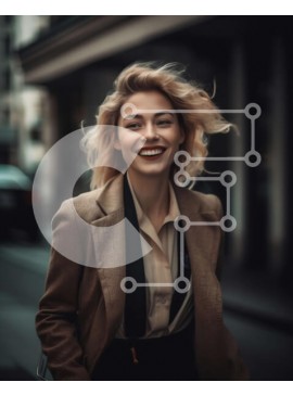 Intra Συλλεκτικό Ξύλινο Παζλ Plywood  4mm - Χαλαρή γυναίκα με μπεζ μπουφάν στο City Street Σε Ξύλινο Κουτί - Διαστάσεις Puzzle: 10x10 cm – 25 κομμάτια