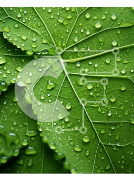 Intra Συλλεκτικό Ξύλινο Παζλ Plywood  4mm - Κοντινό πλάνο ενός φύλλου με σταγονίδια νερού Σε Ξύλινο Κουτί - Διαστάσεις: 10x10 cm – 25 κομμάτια