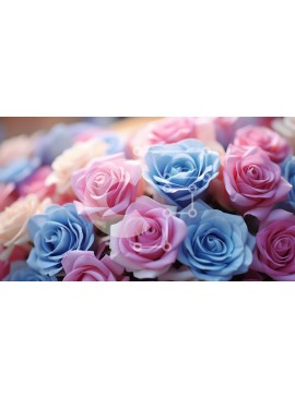 Intra Συλλεκτικό Ξύλινο Παζλ Plywood  4mm - Όμορφα ροζ και μπλε τριαντάφυλλα σε ένα βάζο Σε Ξύλινο Κουτί - Διαστάσεις: 10x10 cm – 25 κομμάτια