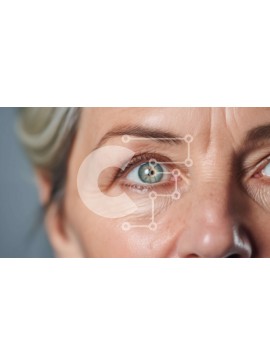 Intra Συλλεκτικό Ξύλινο Παζλ Plywood  4mm - Κοντινό πλάνο των ηλικιωμένων ματιών σε μπλε Σε Ξύλινο Κουτί - Διαστάσεις Puzzle: 10x10 cm – 25 κομμάτια