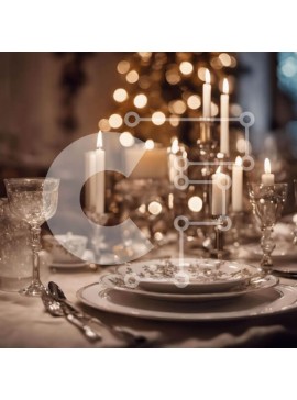 Σετ των 2 Intra Συλλεκτικό Ξύλινο Παζλ Plywood  4mm - Κομψό σετ τραπεζαρίας με λευκά πιάτα, ασημικά και κεριά Σε Ξύλινο Κουτί - Διαστάσεις: 10x10 cm – 25 κομμάτια