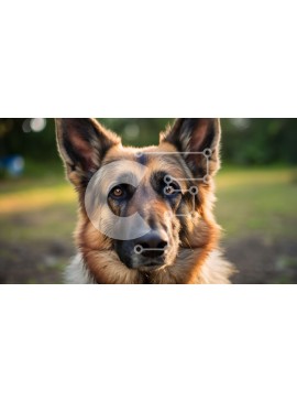 Intra Συλλεκτικό Ξύλινο Παζλ Plywood  4mm - Κοντινή όψη του προσώπου του γερμανικού ποιμενικού σκύλου Σε Ξύλινο Κουτί - Διαστάσεις: 10x10 cm – 25 κομμάτια