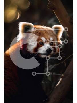 Σετ των 2 Intra Συλλεκτικό Ξύλινο Παζλ Plywood  4mm - Αξιολάτρευτη εικόνα ενός κόκκινου Panda που κάθεται σε ένα κλαδί δέντρου Σε Ξύλινο Κουτί - Διαστάσεις: 10x10 cm – 25 κομμάτια