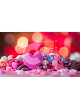 Intra Συλλεκτικό Ξύλινο Παζλ Plywood  4mm - Πολύχρωμες καρδιές και καραμέλα σε σχήμα καρδιάς για την ημέρα του Αγίου Βαλεντίνου Σε Ξύλινο Κουτί - Διαστάσεις Puzzle: 10x10 cm – 25 κομμάτια