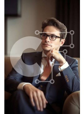 Intra Συλλεκτικό Ξύλινο Παζλ Plywood  4mm - Κομψός άνδρας που χαλαρώνει σε έναν καναπέ σε ένα αμυδρά φωτισμένο σαλόνι Σε Ξύλινο Κουτί - Διαστάσεις Puzzle: 10x10 cm – 25 κομμάτια