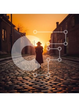 Intra Συλλεκτικό Ξύλινο Παζλ Plywood  4mm - Όμορφη εικόνα μιας γυναίκας με κόκκινο παλτό και μαύρο καπέλο στο ηλιοβασίλεμα Σε Ξύλινο Κουτί - Διαστάσεις Puzzle: 10x10 cm – 25 κομμάτια