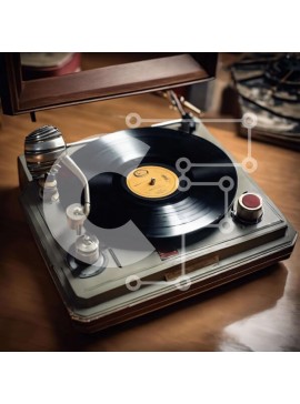 Intra Συλλεκτικό Ξύλινο Παζλ Plywood  4mm - Vintage πικάπ σε ξύλινο τραπέζι Σε Ξύλινο Κουτί - Διαστάσεις Puzzle: 10x10 cm – 25 κομμάτια