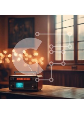 Intra Συλλεκτικό Ξύλινο Παζλ Plywood  4mm - Vintage ραδιόφωνο σε ρετρό ρύθμιση δωματίου Σε Ξύλινο Κουτί - Διαστάσεις Puzzle: 10x10 cm – 25 κομμάτια