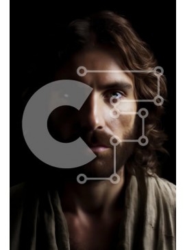 Intra Συλλεκτικό Ξύλινο Παζλ Plywood  4mm - Πορτρέτο ενός άνδρα με μακριά μαλλιά και γένια Σε Ξύλινο Κουτί - Διαστάσεις Puzzle: 10x10 cm – 25 κομμάτια