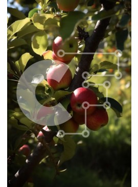 Σετ των 2 Intra Συλλεκτικό Ξύλινο Παζλ Plywood  4mm - Όμορφη εικόνα των φρέσκων κόκκινων μήλων που κρέμονται από ένα κλαδί δέντρου Σε Ξύλινο Κουτί - Διαστάσεις: 10x10 cm – 25 κομμάτια