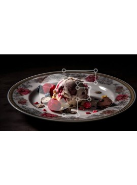 Σετ των 2 Intra Συλλεκτικό Ξύλινο Παζλ Plywood  4mm - Νόστιμο παγωτό με μούρα και τσιπς σοκολάτας σε σκούρο πιάτο Σε Ξύλινο Κουτί - Διαστάσεις: 10x10 cm – 25 κομμάτια