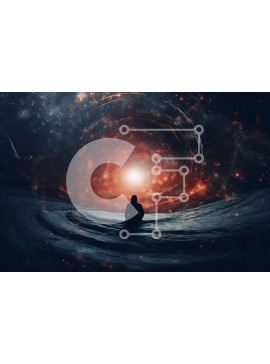 Intra Συλλεκτικό Ξύλινο Παζλ Plywood  4mm - Ειρηνική και γαλήνια εικόνα ενός ατόμου που διαλογίζεται στο κέντρο ενός σπειροειδούς γαλαξία Σε Ξύλινο Κουτί - Διαστάσεις Puzzle: 10x10 cm – 25 κομμάτια