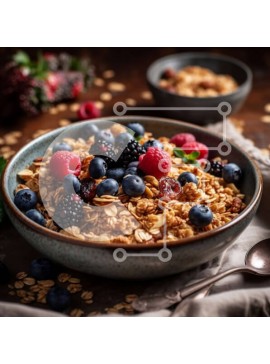 Σετ των 2 Intra Συλλεκτικό Ξύλινο Παζλ Plywood  4mm - Ιδέα για υγιεινό πρωινό: Granola με μούρα και αμύγδαλα Σε Ξύλινο Κουτί - Διαστάσεις: 10x10 cm – 25 κομμάτια