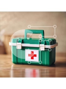 Intra Συλλεκτικό Ξύλινο Παζλ Plywood  4mm - Πράσινο κιτ πρώτων βοηθειών σε ξύλινο τραπέζι Σε Ξύλινο Κουτί - Διαστάσεις Puzzle: 10x10 cm – 25 κομμάτια