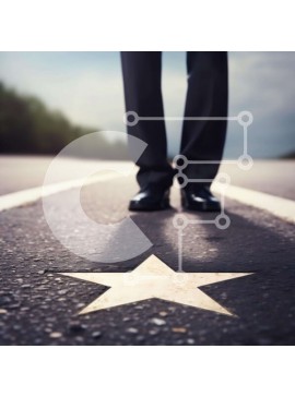 Intra Συλλεκτικό Ξύλινο Παζλ Plywood  4mm - Πρόσωπο που στέκεται δίπλα στο αποτυπωμένο αστέρι στο δρόμο Σε Ξύλινο Κουτί - Διαστάσεις Puzzle: 10x10 cm – 25 κομμάτια