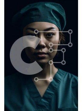 Intra Συλλεκτικό Ξύλινο Παζλ Plywood  4mm - Επαγγελματικό πορτρέτο γυναίκας Ασιάτισσας χειρουργού Σε Ξύλινο Κουτί - Διαστάσεις Puzzle: 10x10 cm – 25 κομμάτια