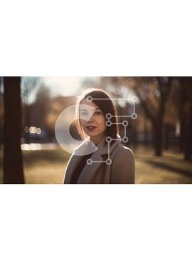 Intra Συλλεκτικό Ξύλινο Παζλ Plywood  4mm - Γυναίκα με μπεζ παλτό που στέκεται στο πάρκο | Σοβαρή έκφραση Σε Ξύλινο Κουτί - Διαστάσεις Puzzle: 10x10 cm – 25 κομμάτια