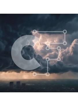 Intra Συλλεκτικό Ξύλινο Παζλ Plywood  4mm - Θυελλώδης ουρανός πάνω από την πόλη με σκοτεινά σύννεφα Σε Ξύλινο Κουτί - Διαστάσεις Puzzle: 10x10 cm – 25 κομμάτια