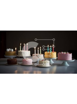 Σετ των 2 Intra Συλλεκτικό Ξύλινο Παζλ Plywood  4mm - Ομάδα τούρτες γενεθλίων με μονά αναμμένα κεριά Σε Ξύλινο Κουτί - Διαστάσεις: 10x10 cm – 25 κομμάτια