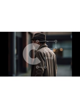 Intra Συλλεκτικό Ξύλινο Παζλ Plywood  4mm - Εικόνα ενός άνδρα που περπατά σε έναν δρόμο της πόλης με καφέ παλτό και καπέλο Σε Ξύλινο Κουτί - Διαστάσεις Puzzle: 10x10 cm – 25 κομμάτια