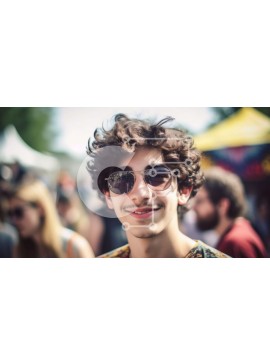 Intra Συλλεκτικό Ξύλινο Παζλ Plywood  4mm - Χαμογελαστός νεαρός άνδρας με σγουρά μαλλιά και πολύχρωμο πουκάμισο Σε Ξύλινο Κουτί - Διαστάσεις Puzzle: 10x10 cm – 25 κομμάτια