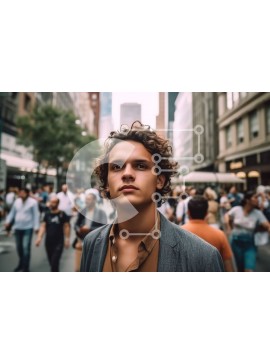 Intra Συλλεκτικό Ξύλινο Παζλ Plywood  4mm - Νέος επιχειρηματίας με κοστούμι σε έναν πολυσύχναστο δρόμο της πόλης Σε Ξύλινο Κουτί - Διαστάσεις Puzzle: 10x10 cm – 25 κομμάτια