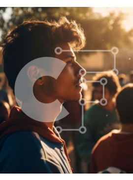 Intra Συλλεκτικό Ξύλινο Παζλ Plywood  4mm - Όμορφη εικόνα ανθρώπων που στέκονται σε κύκλο και κοιτούν ψηλά κατά τη διάρκεια του ηλιοβασιλέματος στο πάρκο Σε Ξύλινο Κουτί - Διαστάσεις Puzzle: 10x10 cm – 25 κομμάτια